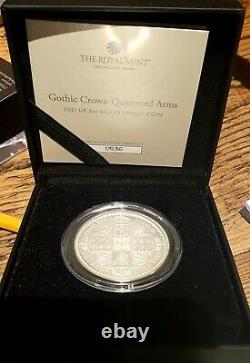Gothic Crown Quartered Arms 2021 UK 2oz Silver Proof Coin Limited Edition 3,750