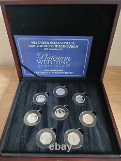 HM & HRH Platinum Wedding Anniversary Silver Proof Coin Set 8 Coin Set 50P