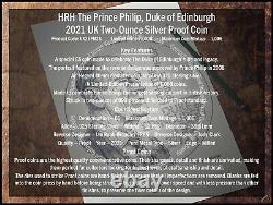 HRH The Prince Philip, Duke of Edinburgh 2021 UK Two-Ounce Silver Proof Coin