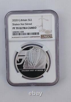 James Bond 2020 GB 1oz £2 Shaken Not Stirred Proof Silver Coin NGC Graded PF70