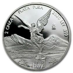 LIBERTAD MEXICO 2020 2 oz Proof Silver Coin in Capsule Mintage of 2,800