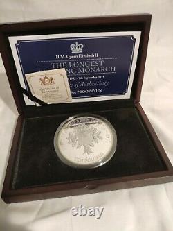 LONGEST REIGNING MONARCH 5oz Silver Proof £10 JERSEY 2015 COIN