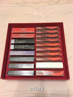 Lot Proof Sets 2016-1999 in Box Shown US MInt Silver Sets Update Set 2016-1999