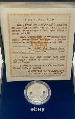 Montenegro Rare Silver 1 Perper Proof Coin 1989 Crna Gora Official Restrike Coa