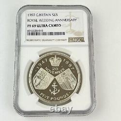 NGC Graded 1997 Great Britain Silver £5 Proof PF 69 Ultra Cameo Coin