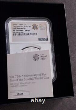 PF70 GRADED £5 Silver Proof. The 75th Anniversary of the End of the Second WW