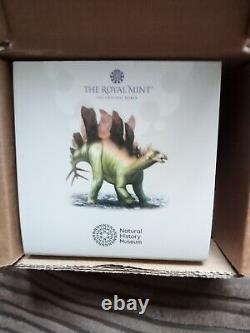 Pack of 3 royal mint colored dinosaur silver proof coins ltd edition