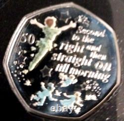 Peter Pan 2019 Silver Proof 50p Coin Set Of 6 In Deluxe Box Isle Of Man Ltd Ed