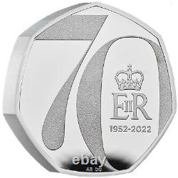 Platinum Jubilee 2022 UK 50p Silver Proof Piedfort Coin Boxed with COA