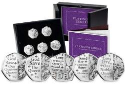 Platinum Jubilee 5 Silver Proof Coins 2022 God Save The Queen National Anthem