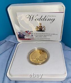 Princess Kate Middleton William Royal Wedding Gold Solid Silver Coin Proof Stamp