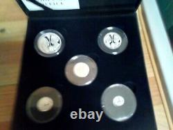 Proof five coin silver sovereign set