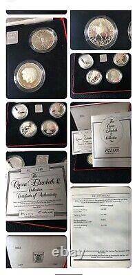 Queen Elizabeth II 4 Coins Set 925 Silver Proof