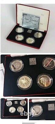 Queen Elizabeth II 4 Coins Set 925 Silver Proof