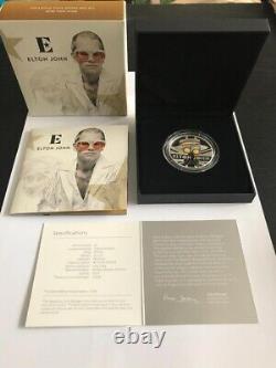 Rare Elton John 2020 Coloured One Ounce Silver Proof Coin Limited Edition 7500