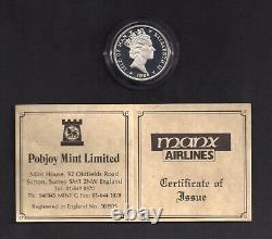 Rare Isle Of Man 1988 Manx Airline Jet Plane £2 Silver Proof Coin Boxed & Coa