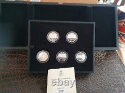 Rare Jersey silver proof 50p Five Coin Set, The royal residences Cased with Coa