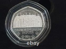 Rare Jersey silver proof 50p Five Coin Set, The royal residences Cased with Coa