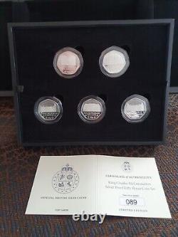 Rare Jersey silver proof 50p Five Coin Set, The royal residences Cased with Coa