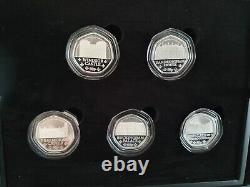 Rare Jersey silver proof 50p Five Coin Set, The royal residences Cased with Coa