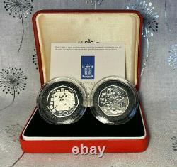 Royal Mint 1992-93 European Union & D-Day Silver Proof Piedfort 50p Two Coin Set