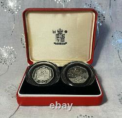 Royal Mint 1992-93 European Union & D-Day Silver Proof Piedfort 50p Two Coin Set