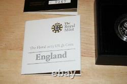 Royal Mint 2013 UK PIEDFORT Silver Proof England Floral UK One Pound Coin