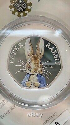 Royal Mint 2016 Peter Rabbit Beatrix Potter 50p Silver Proof Coins Set & 5 COAs