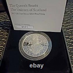 Royal Mint 2017 1oz Silver Proof Unicorn of Scotland Queen's Beast with COA