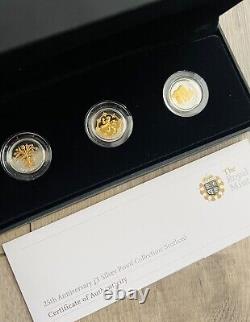 Royal Mint 25th Anniversary £1 Silver Proof Collection Scotland Gold plate + COA