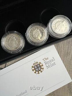 Royal Mint 25th Anniversary £1 Silver Proof Collection Scotland Gold plate + COA