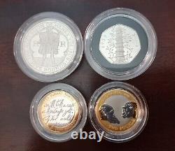 Royal Mint Silver Proof Piedfort 2009 UK 4 x coin set. COA, Cased