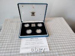 Royal Mint Sterling Silver Piedfort Proof £1 Pound 4 Coin Set 1994-1997 COA Box