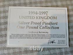 Royal Mint Sterling Silver Piedfort Proof £1 Pound 4 Coin Set 1994-1997 COA Box