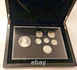 Royal Mint UK 2012 Diamond Jubilee All Silver Proof 7 Coin Cased Set £5-1p Rare