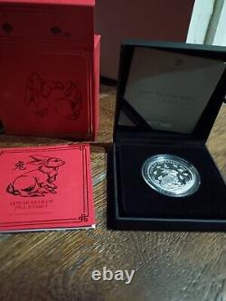 Royal mint issue Lunar Year of the Rabbit 2023 UK £2 1oz Silver Proof Coin