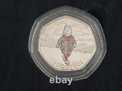 Rupert the Bear 5-coin. 925 Silver Proof coloured 50p boxed set Isle of Man 2020