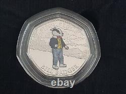 Rupert the Bear 5-coin. 925 Silver Proof coloured 50p boxed set Isle of Man 2020