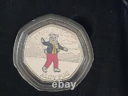 Rupert the Bear 5-coin. 925 Silver Proof coloured 50p boxed set Isle of Man 2020