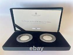 SILVER PROOF QUEEN'S PLATINUM JUBILEE 50p TWO COIN SET ROYAL MINT COA