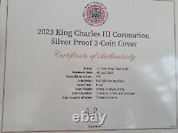 Scarce Benham King Charles III Coronation Silver Proof £5, £2 & £1 Coin Cover