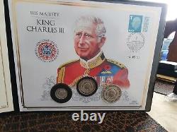 Scarce Benham King Charles III Coronation Silver Proof £5, £2 & £1 Coin Cover