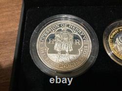 Silver Proof Coin Set Piedfort 2009 Kew Gardens 50p £5 Henry 8th £2 Burns Darwin
