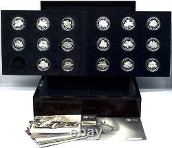 Silver Proof Coin Set Royal Mint British Motor Cars 17x Sterling 1oz COA + BOX