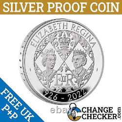 Silver Proof King Charles III Queen Elizabeth II 2022 £5 Five Pounds Coin Pre-or