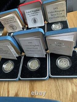 Silver Proof One Pound Coins 1985 2000