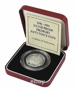 Silver Proof Piedfort 50p Fifty Pence Royal Mint Boxed and COA Choice of Date