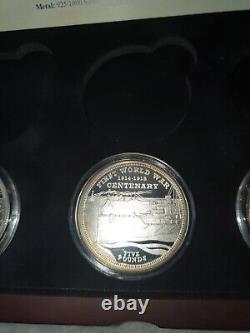 Silver Proof WW1 3 X £5 Coin Set 2014 number 96 Out Of Only 950 Produced