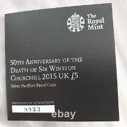 Sir Winston Churchill 2015 Silver Proof Piedfort £5 Coin 50th Anniversary Box