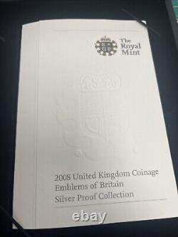 Superb 2008 U. K. Royal Mint 7 Coin'Emblems of Britain' Sterling Silver Proofs